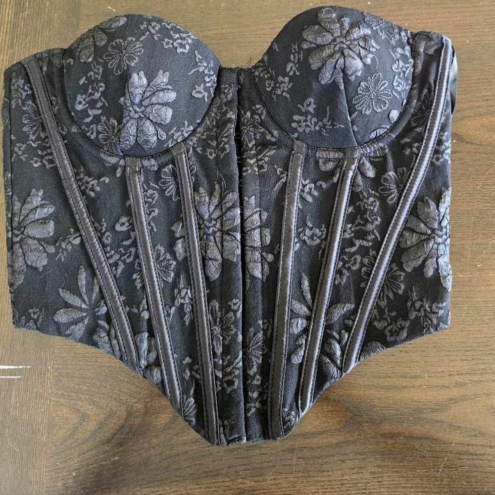 Floral Black Corset Top